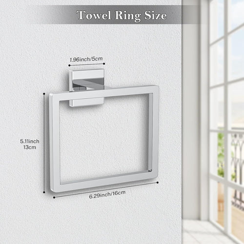2-Piece Polished Chrome Towel Ring,Hand Towel Holder,Modern Towel Holder Stainless Steel Towel Rack Wall-Mounted Bathroom Towel Hanger