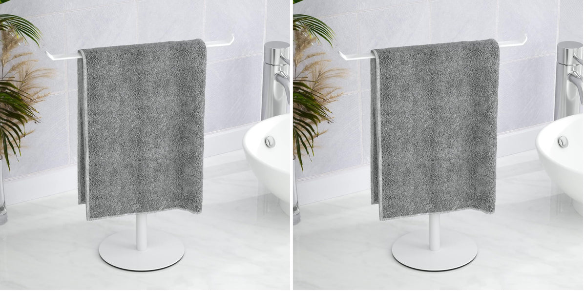 Black T-Shaped Hand Towel Holder Stand for Countertops, Stainless Steel