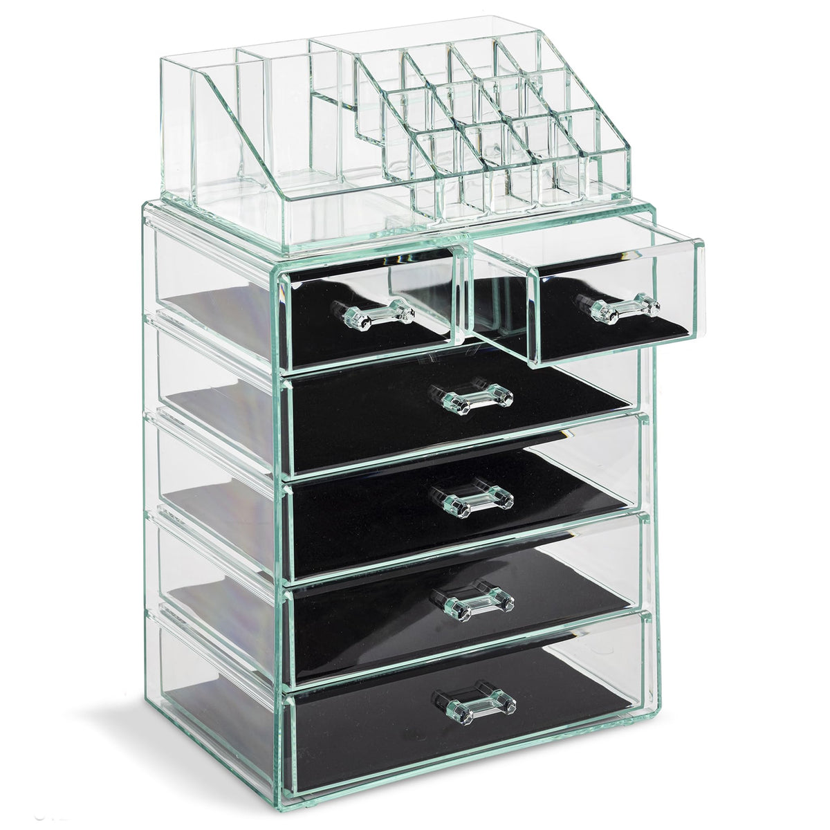 Sorbus Makeup Organizer, 7-Drawer Acrylic 2-Piece Set (Clear)
