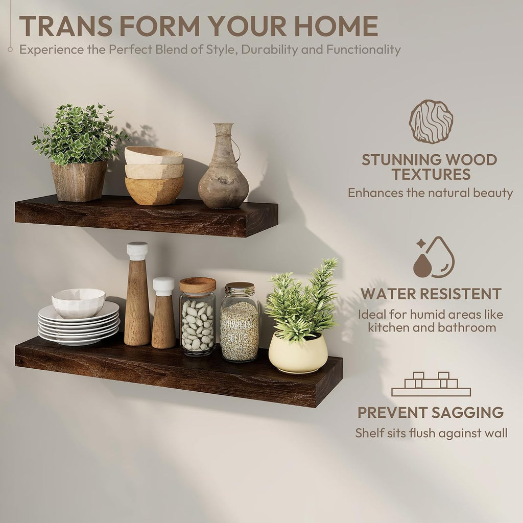 Marsmiles 48in Solid Wood Floating Shelves for Wall, 1Pack|Walnut