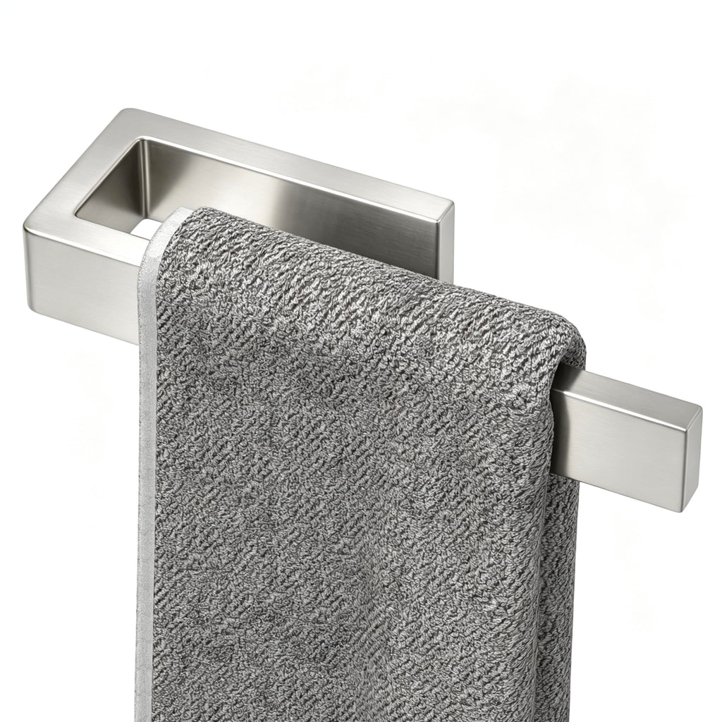 HUFEEOH Hand Towel Holder, Stainless Steel Bathroom Towel Holder Towel Bar, Matte Black Dish Towel Hanger Wall Mount Kitchen Towel Rack Heavy Duty Hand Towel Racks for Bathroom