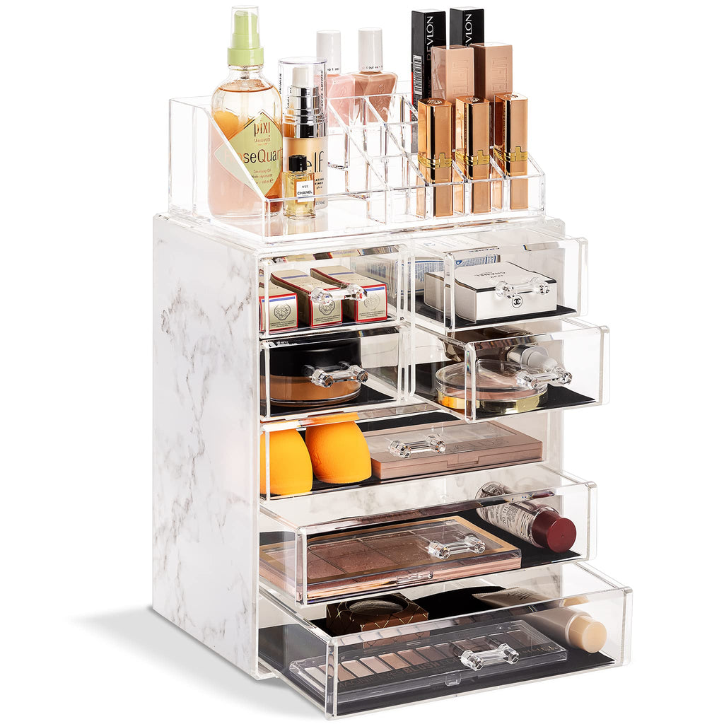 Sorbus Makeup Organizer, 6-Drawer Acrylic 2-Piece Set (Bronze Glow)