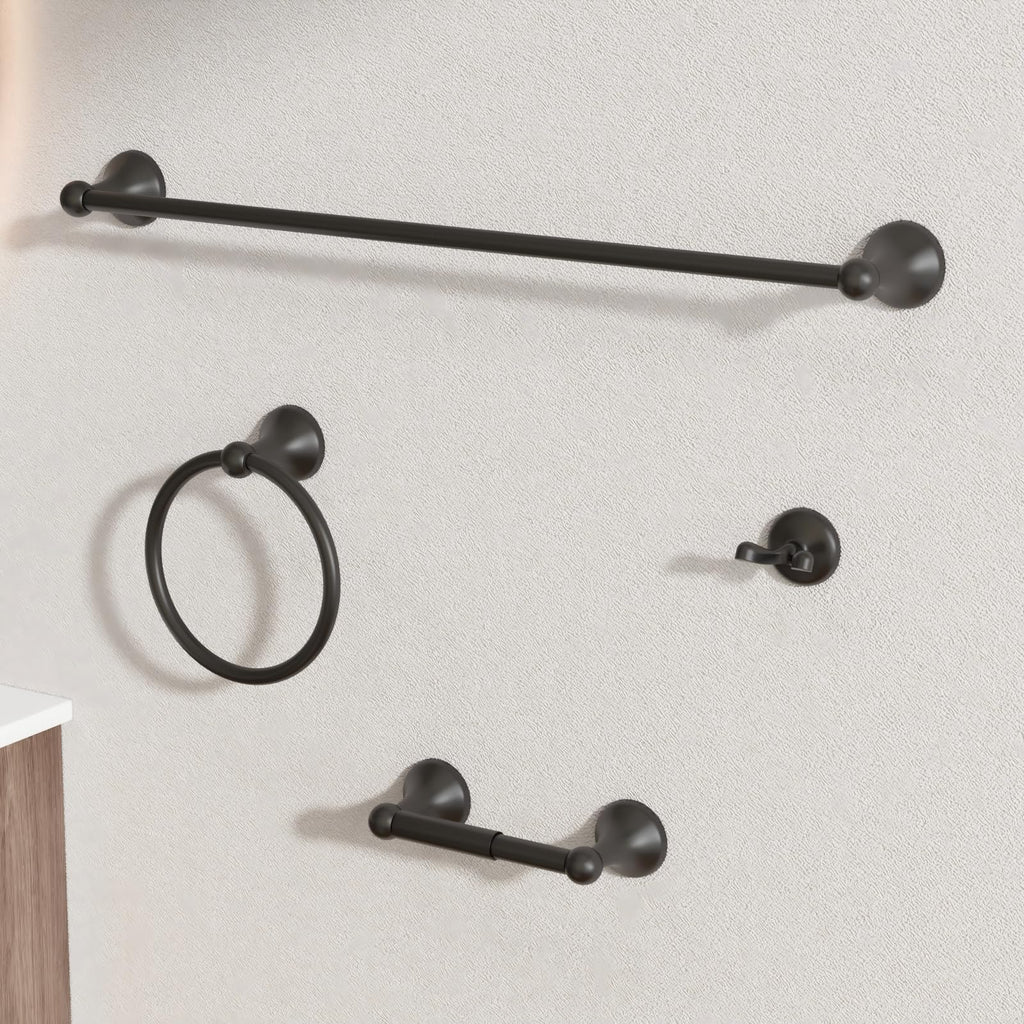 BGL Bathroom Accessory Set, Brushed Nickel Adjustable Expandable Towel Bar 4-Piece Bathroom Hardware Set Wall Mounted
