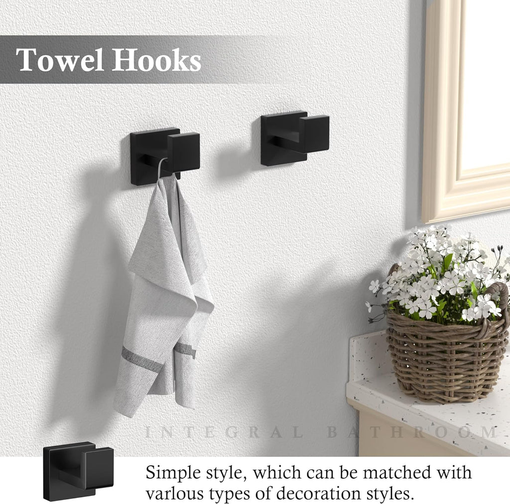 10-Pieces Matte Black Bathroom Accessories Set 23.6 Inch Towel Bar Set.