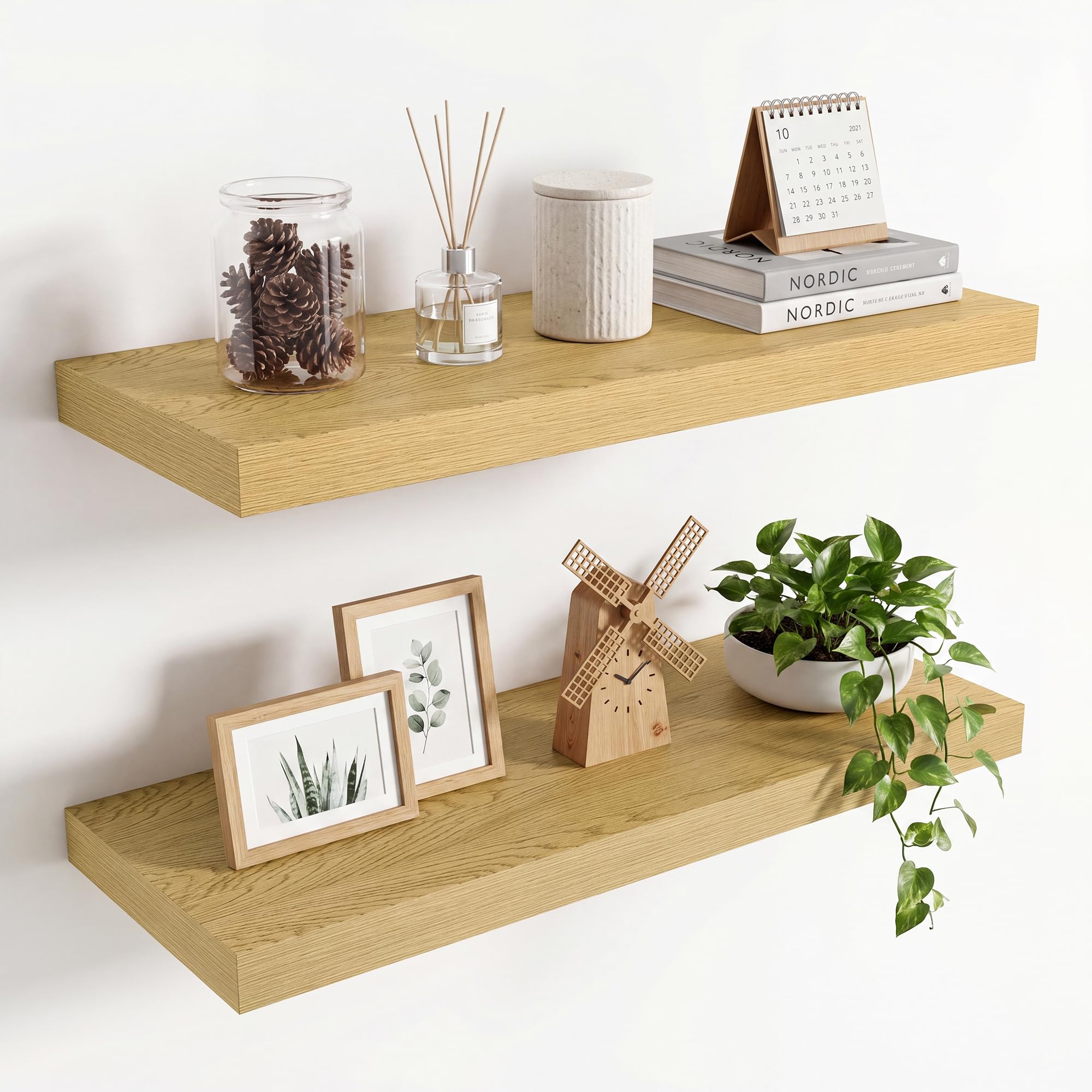 36in Floating Shelves for wall Set of 2, Black Wall Mounted Shelf 9.3in Deep for Wall Decor, Hanging Shelf 1.5in Thick for Living Room, Bedroom, Bathroom, Kitchen, Office