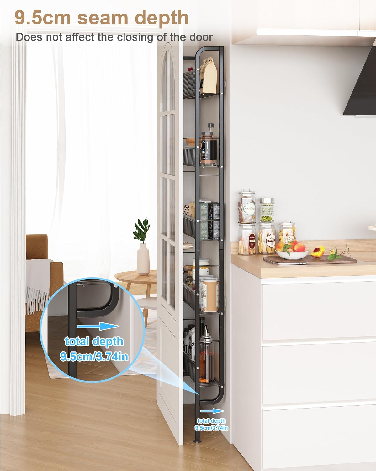 UMDONX Narrow 5-Tier Behind-the-Door Bathroom Storage Rack