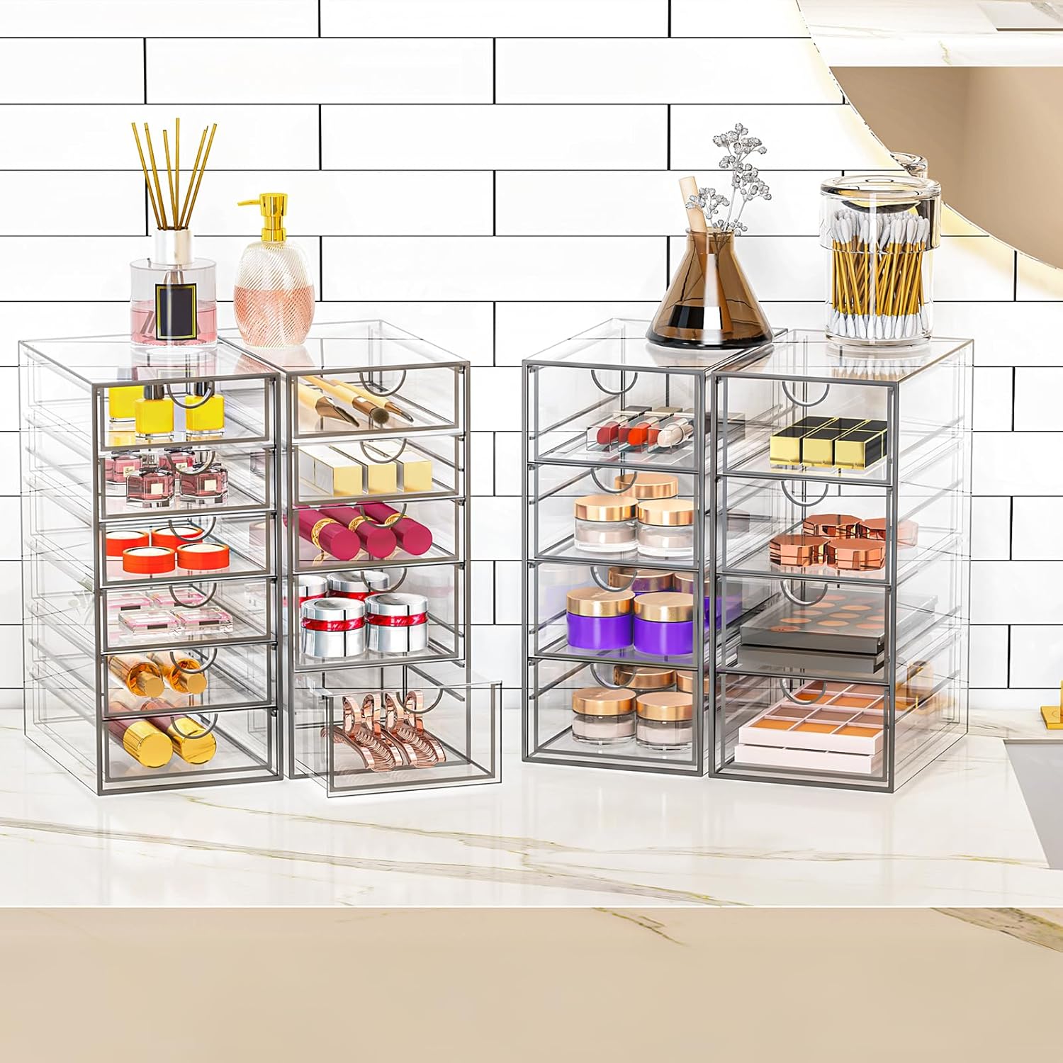 Acrylic Makeup Organizer with 19 Drawers,Storage Drawer Organizer