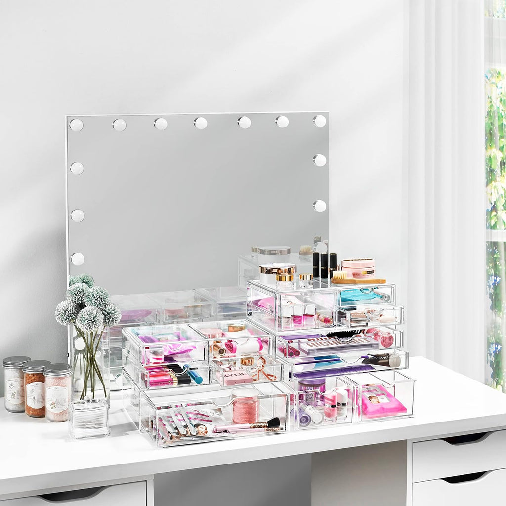 Sorbus Acrylic Drawers, Clear Makeup Organizer for Vanity (2 Wide Drawers)