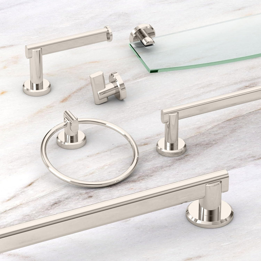 Gatco 5476 Locke Glass Shelf, Polished Nickel/Wall Mounted 20.13" X 5.38" Tempered/Floating Rectangle Glass Shelf for Bathroom
