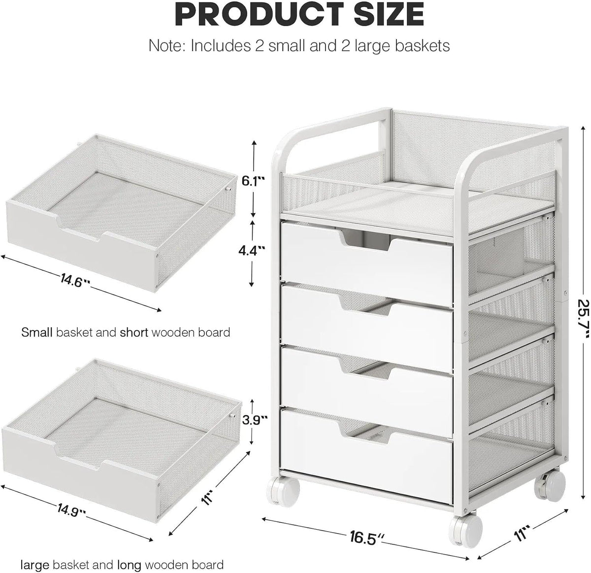 Makeup Cart Organizer with 4 Drawers and Dividers