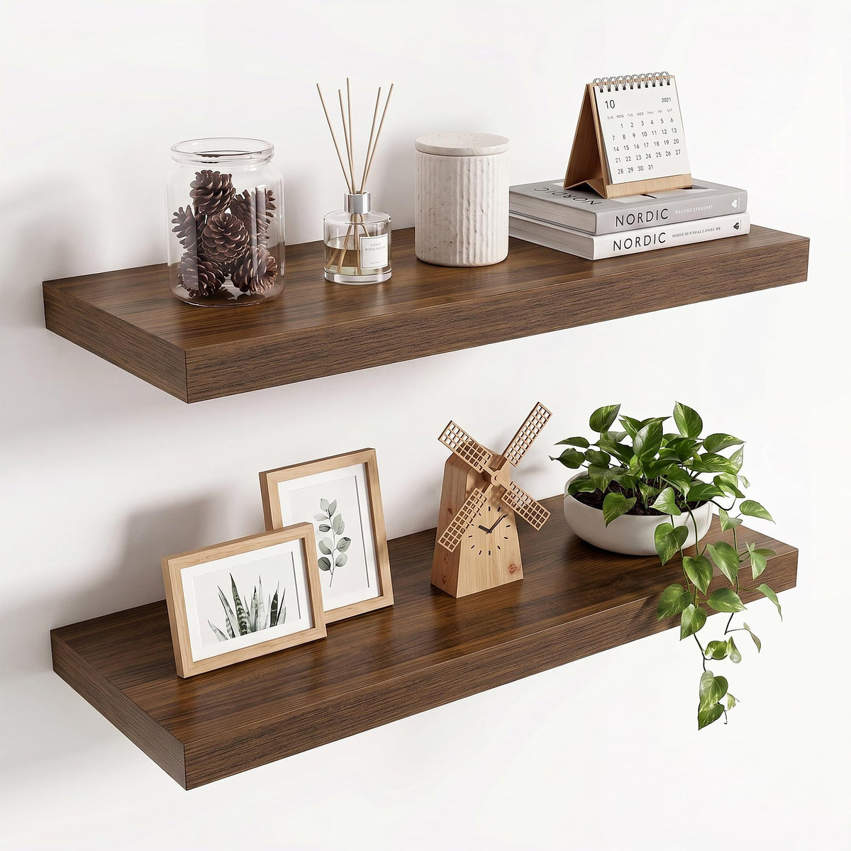36in Floating Shelves for wall Set of 2, Black Wall Mounted Shelf 9.3in Deep for Wall Decor, Hanging Shelf 1.5in Thick for Living Room, Bedroom, Bathroom, Kitchen, Office