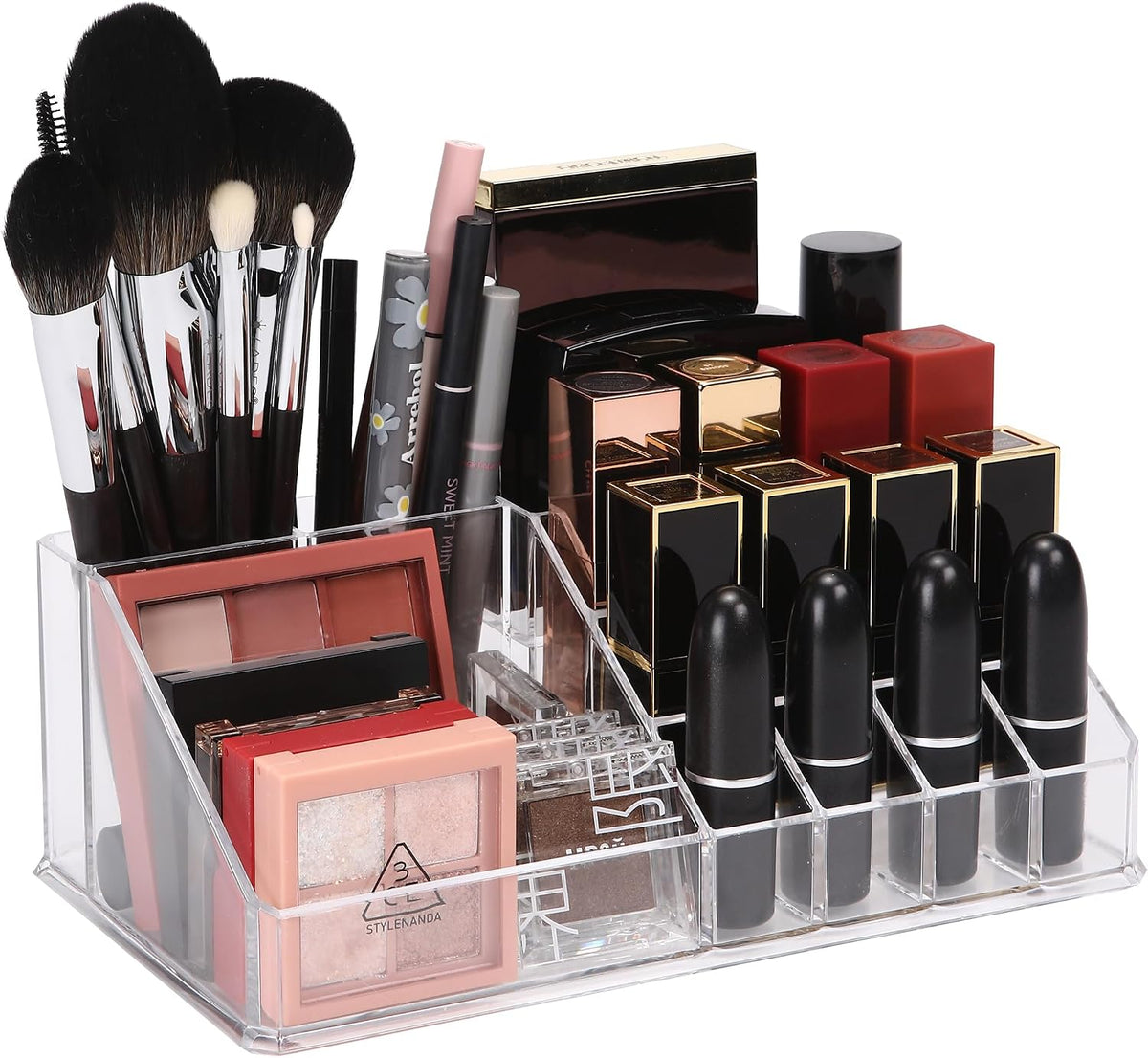 Sea Team Stackable Clear Acrylic 16-Slot Lipstick Organizer for Vanity