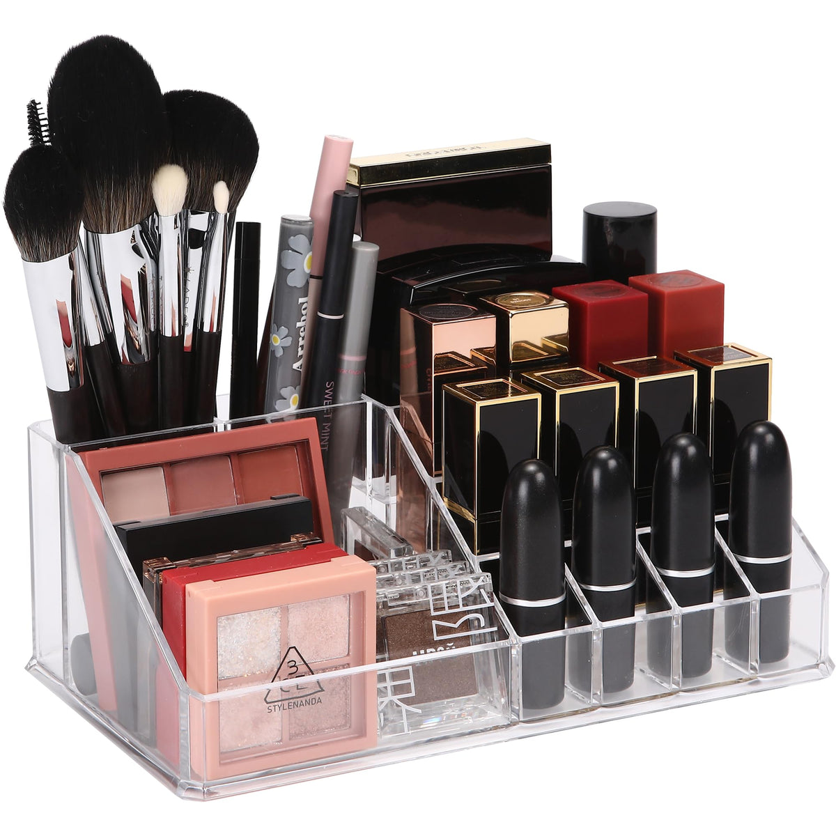 Sea Team Stackable Clear Acrylic 16-Slot Lipstick Organizer for Vanity