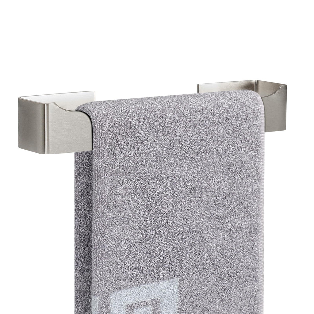 NearMoon Self Adhesive Hand Towel Holder/Towel Ring, Stainless Steel Hand Towel Bar Rustproof Stick on Wall-Towel Rack for Bathroom/Kitchen, Square Sticky and Wall Mounted (9 Inch, Matte Black)