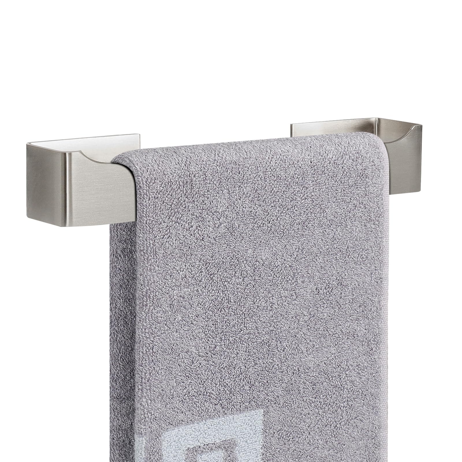 NearMoon Self Adhesive Hand Towel Holder/Towel Ring, Stainless Steel Hand Towel Bar Rustproof Stick on Wall-Towel Rack for Bathroom/Kitchen, Square Sticky and Wall Mounted (9 Inch, Matte Black)