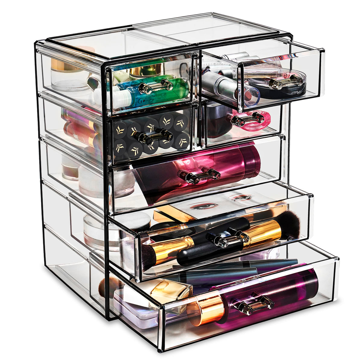 Sorbus 6-Drawer Makeup Organizer with Small & Wide Drawers (Clear)