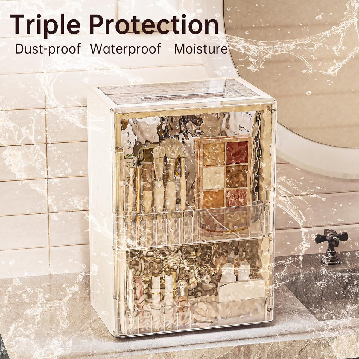 HAIXIN Makeup Organizer with Drawer & Brush Holder