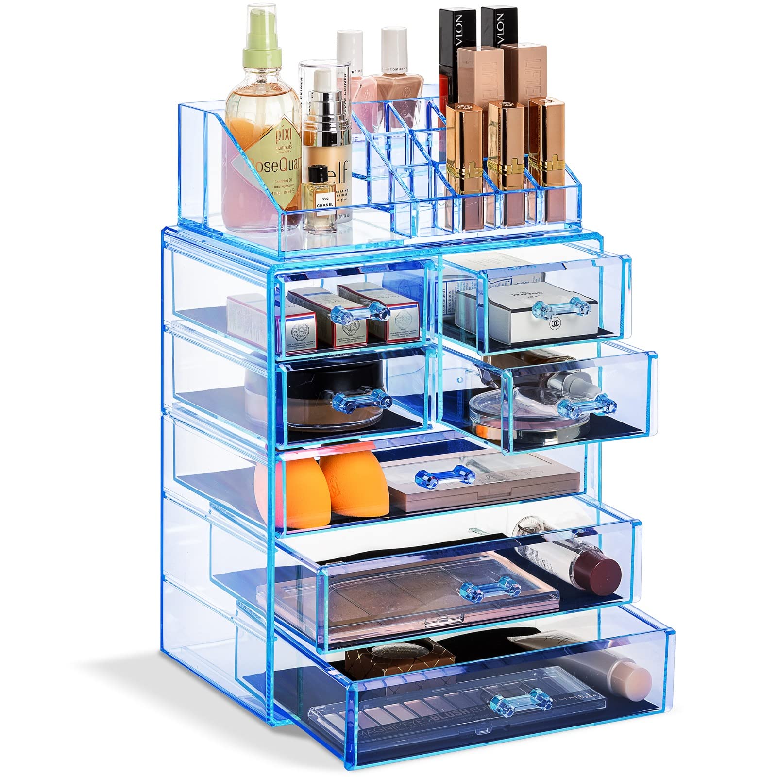 Sorbus Makeup Organizer, 6-Drawer Acrylic 2-Piece Set (Bronze Glow)