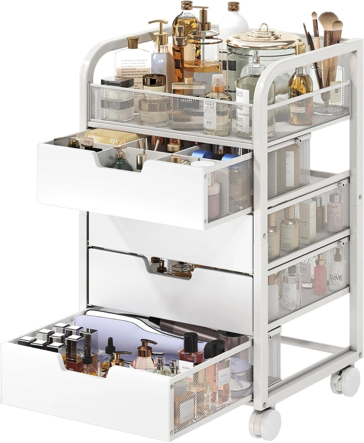 Makeup Cart Organizer with 4 Drawers and Dividers