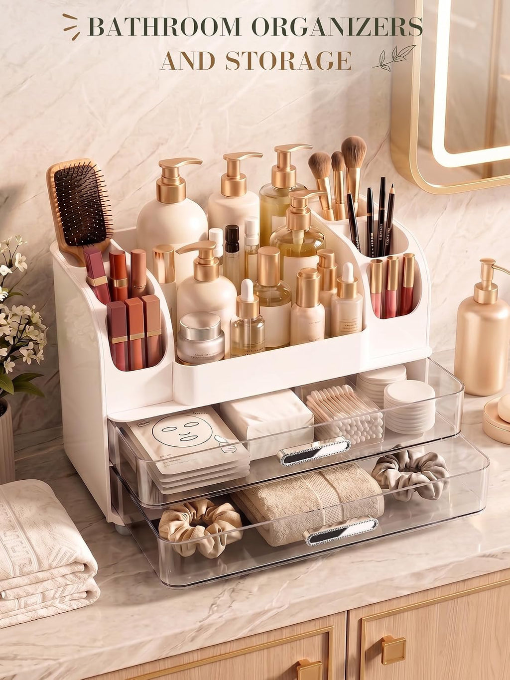 Large Makeup Organizer Countertop for Vanity Skincare Organizers