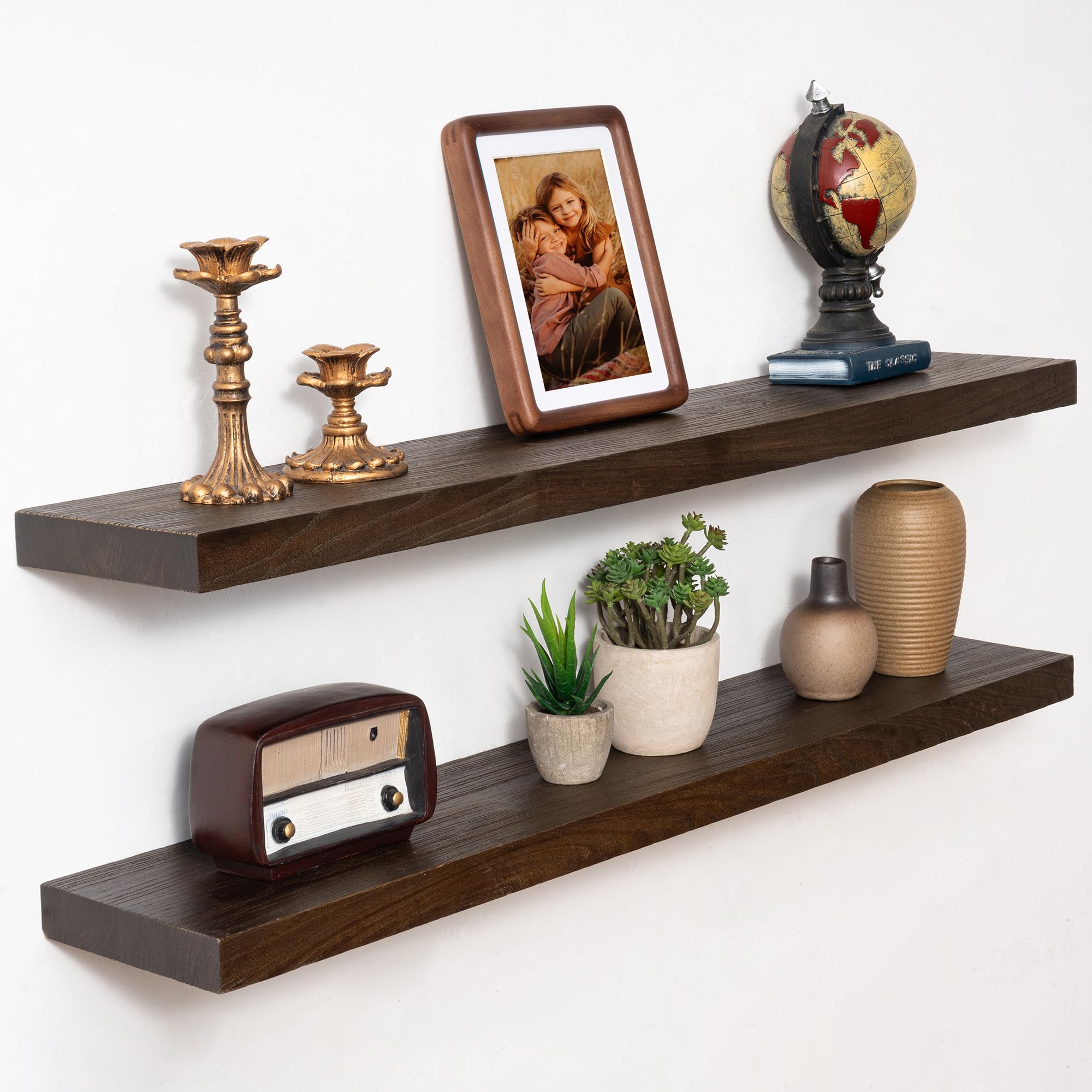 Marsmiles 48in Solid Wood Floating Shelves for Wall, 1Pack|Walnut