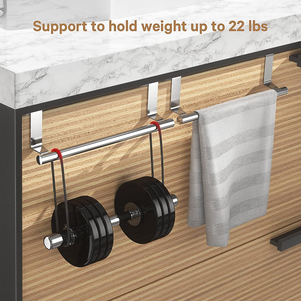 Over Cabinet Towel Bar, Stainless Steel Towel Holder, Silver, 2 Pack