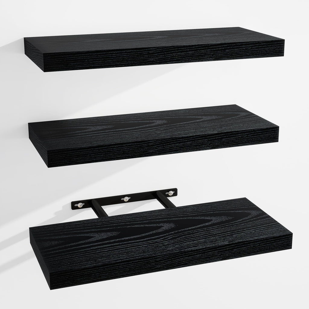Venusmiles Bathroom Floating Shelves for Wall, 15" Wall Mounted Shelves with Invisible Brackets, 4 Small Wood Floating Wall Shelf Shelves for Living Room, Bedroom, Kitchen, Bathroom (Oak)