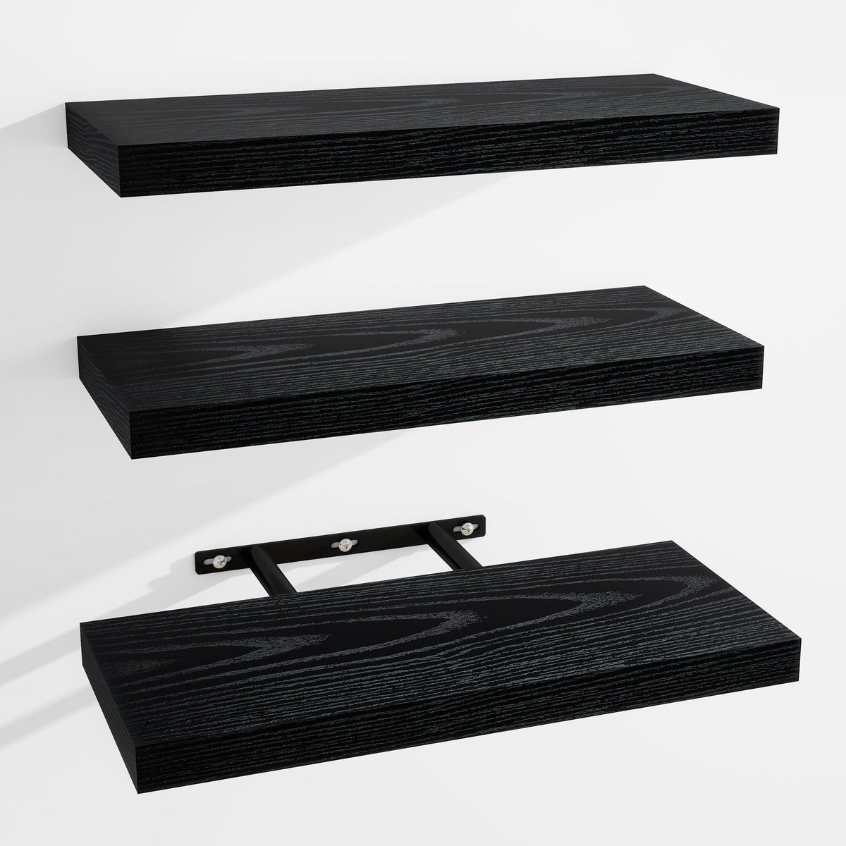 Venusmiles Bathroom Floating Shelves for Wall, 15" Wall Mounted Shelves with Invisible Brackets, 4 Small Wood Floating Wall Shelf Shelves for Living Room, Bedroom, Kitchen, Bathroom (Oak)
