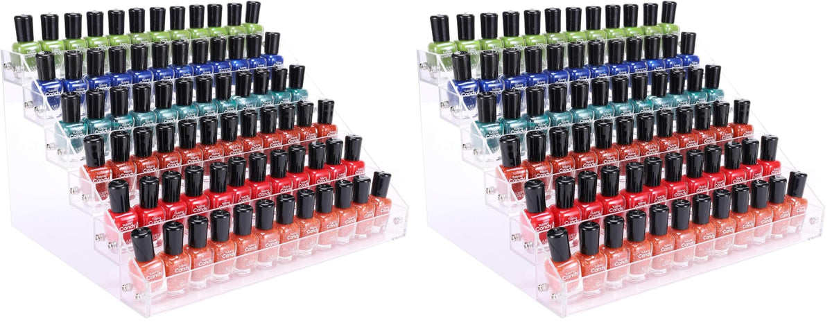 BTremary Clear Nail Polish Paint Organizer Holder Rack Shelf 6 Tier Acrylic Tattoo Ink Essential Oil Display Stand Holds Up to 48-96 Bottles for Table (Fit 1-2oz Bottles)