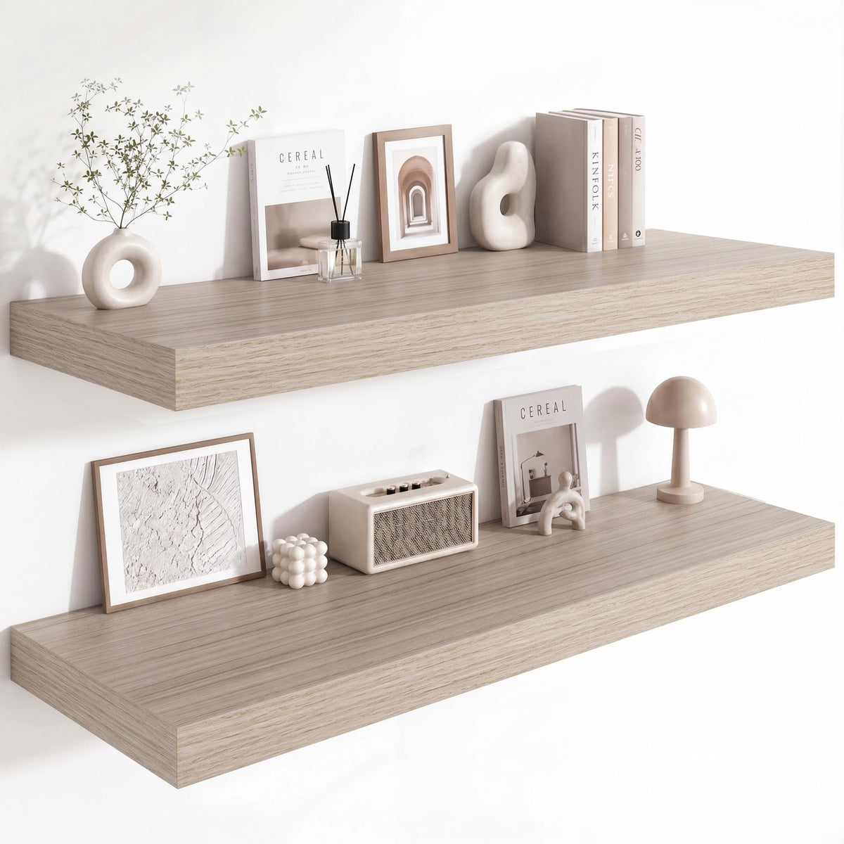 Deep Floating Shelves for Wall, 12 Inch Wide Small Wall Shelves Set of 2, 2 Inch Thick Invisible Wall Mounted Shelves for Bathroom Bedroom Nursery,Walnut Color