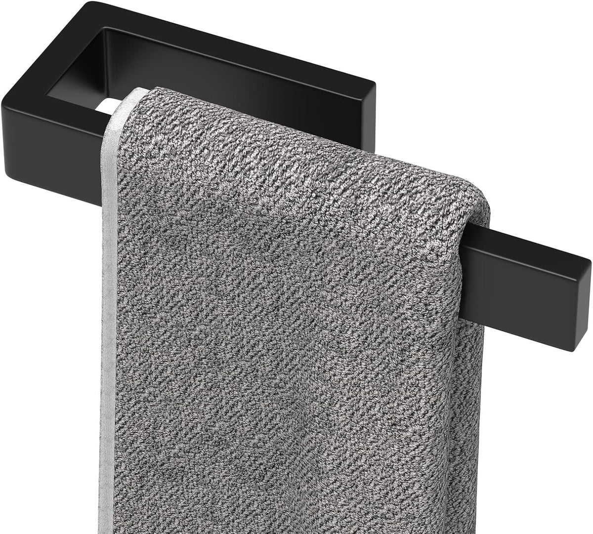 HUFEEOH Hand Towel Holder, Stainless Steel Bathroom Towel Holder Towel Bar, Matte Black Dish Towel Hanger Wall Mount Kitchen Towel Rack Heavy Duty Hand Towel Racks for Bathroom