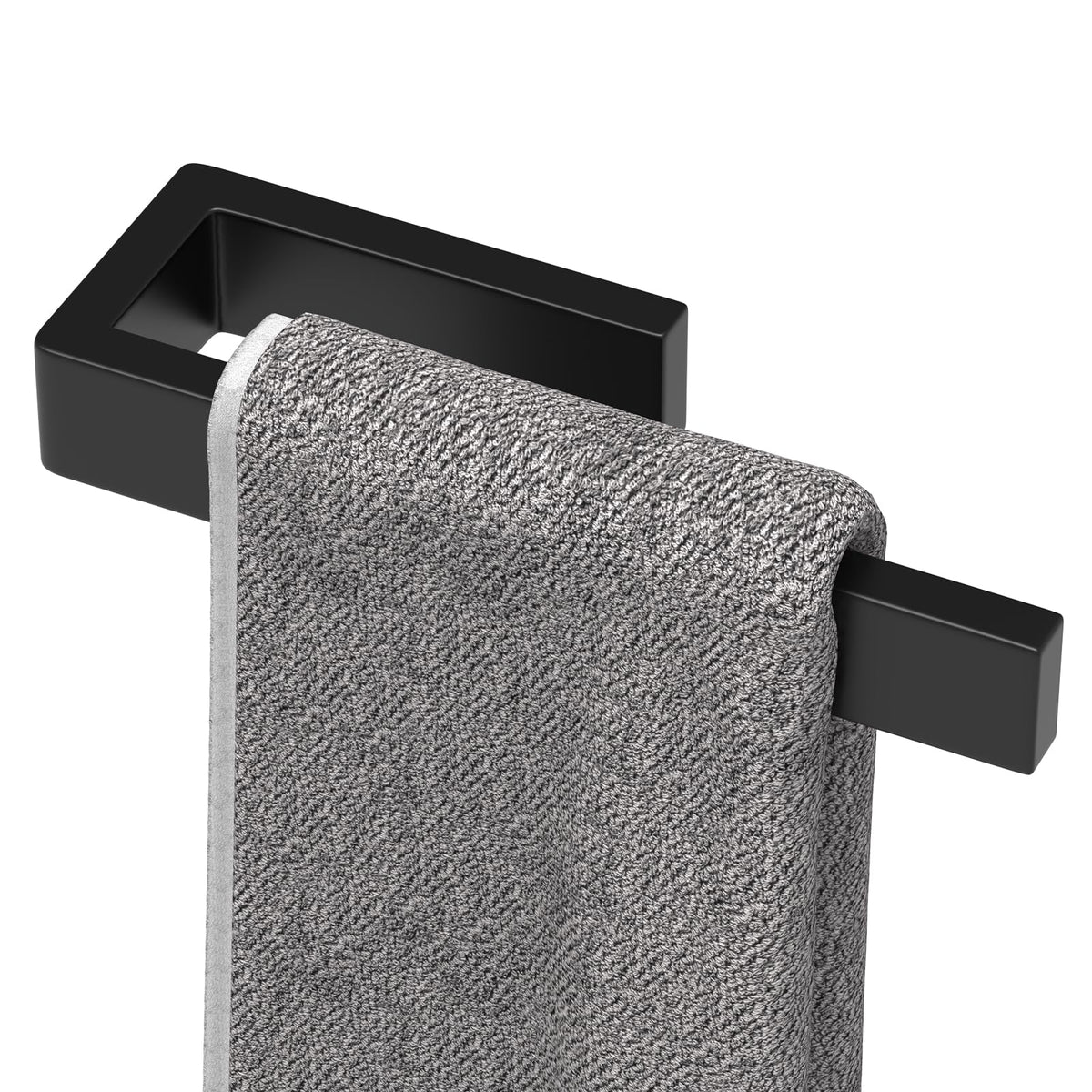 HUFEEOH Hand Towel Holder, Stainless Steel Bathroom Towel Holder Towel Bar, Matte Black Dish Towel Hanger Wall Mount Kitchen Towel Rack Heavy Duty Hand Towel Racks for Bathroom