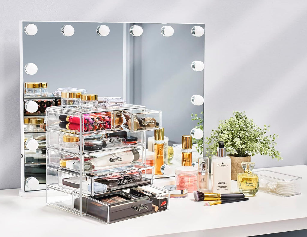 Sorbus 6-Drawer Makeup Organizer with Small & Wide Drawers (Clear)