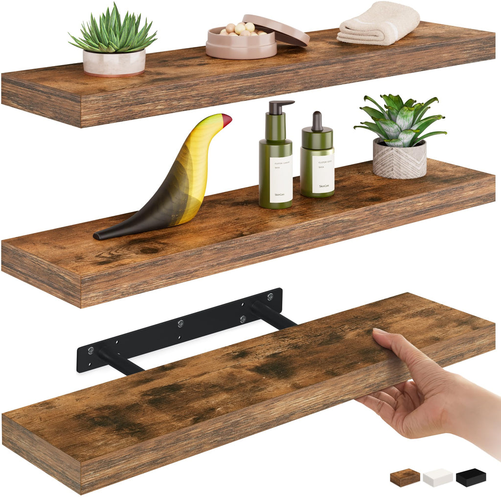 Ballucci Floating Shelf, 36" Hanging Shelf with Invisible Brackets, Wooden Floating Shelves for Walls, Book Shelf, Wall Shelves for Home Office, Bathroom, Living Room, 6 inch Deep, Gray