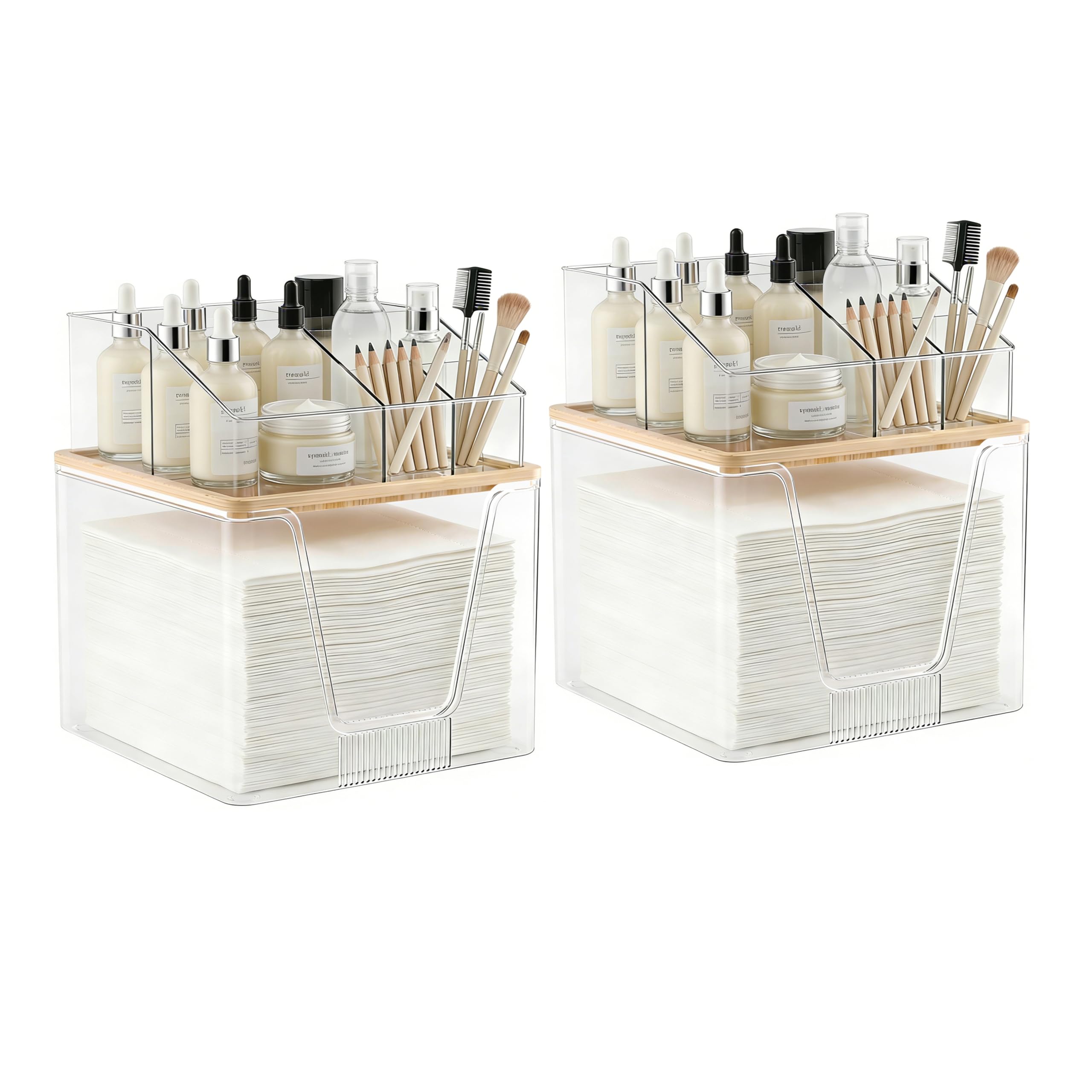 SPOSPO 2 in 1 Disposable Facial Towel Holder and Cosmetic Organizer