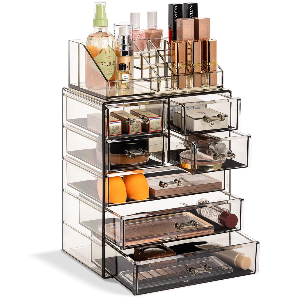Sorbus Makeup Organizer, 6-Drawer Acrylic 2-Piece Set (Bronze Glow)