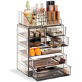 Sorbus Makeup Organizer, 6-Drawer Acrylic 2-Piece Set (Bronze Glow)