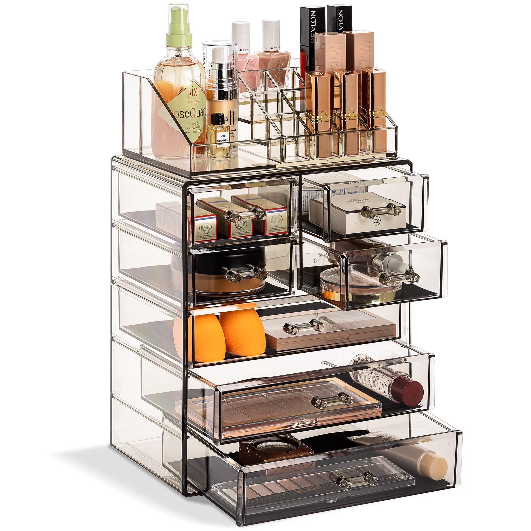 Sorbus Makeup Organizer, 6-Drawer Acrylic 2-Piece Set (Bronze Glow)
