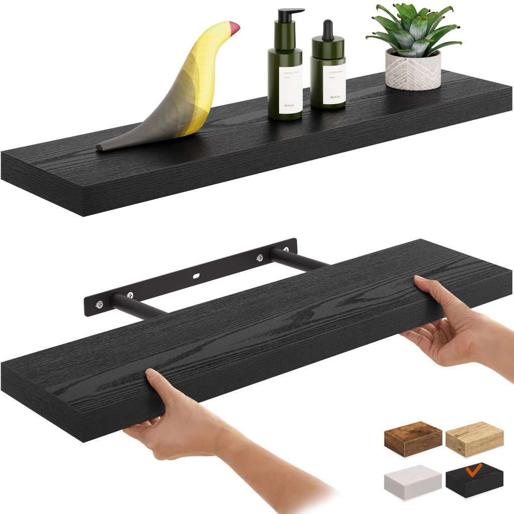 Ballucci Floating Shelf, 36" Hanging Shelf with Invisible Brackets, Wooden Floating Shelves for Walls, Book Shelf, Wall Shelves for Home Office, Bathroom, Living Room, 6 inch Deep, Gray