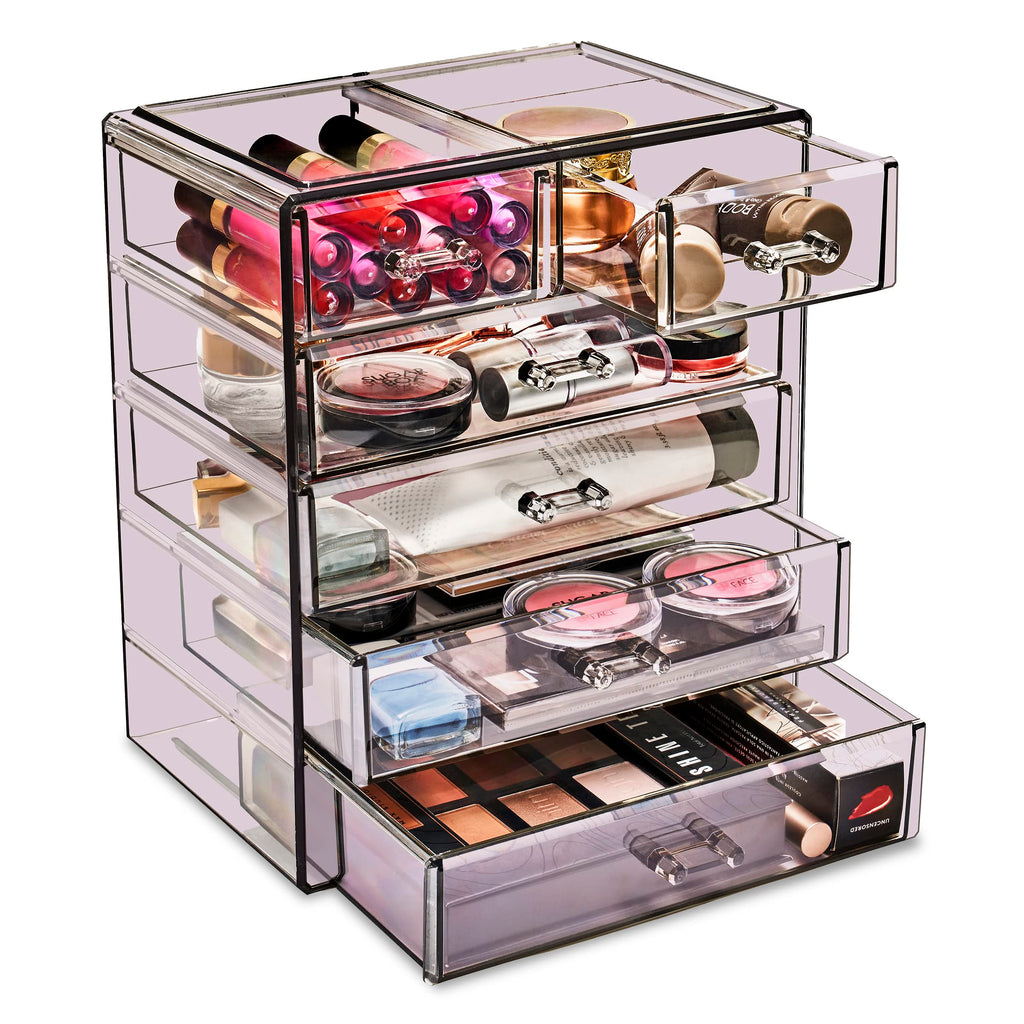 Sorbus 6-Drawer Makeup Organizer with Small & Wide Drawers (Clear)