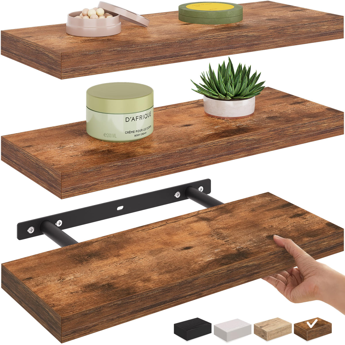 Ballucci Floating Shelves, 55" Wood Wall Shelf Set of 2, with Invisible Brackets for Bathroom, Living Room, Bedroom, Kitchen, Nursery, 6" Deep, White