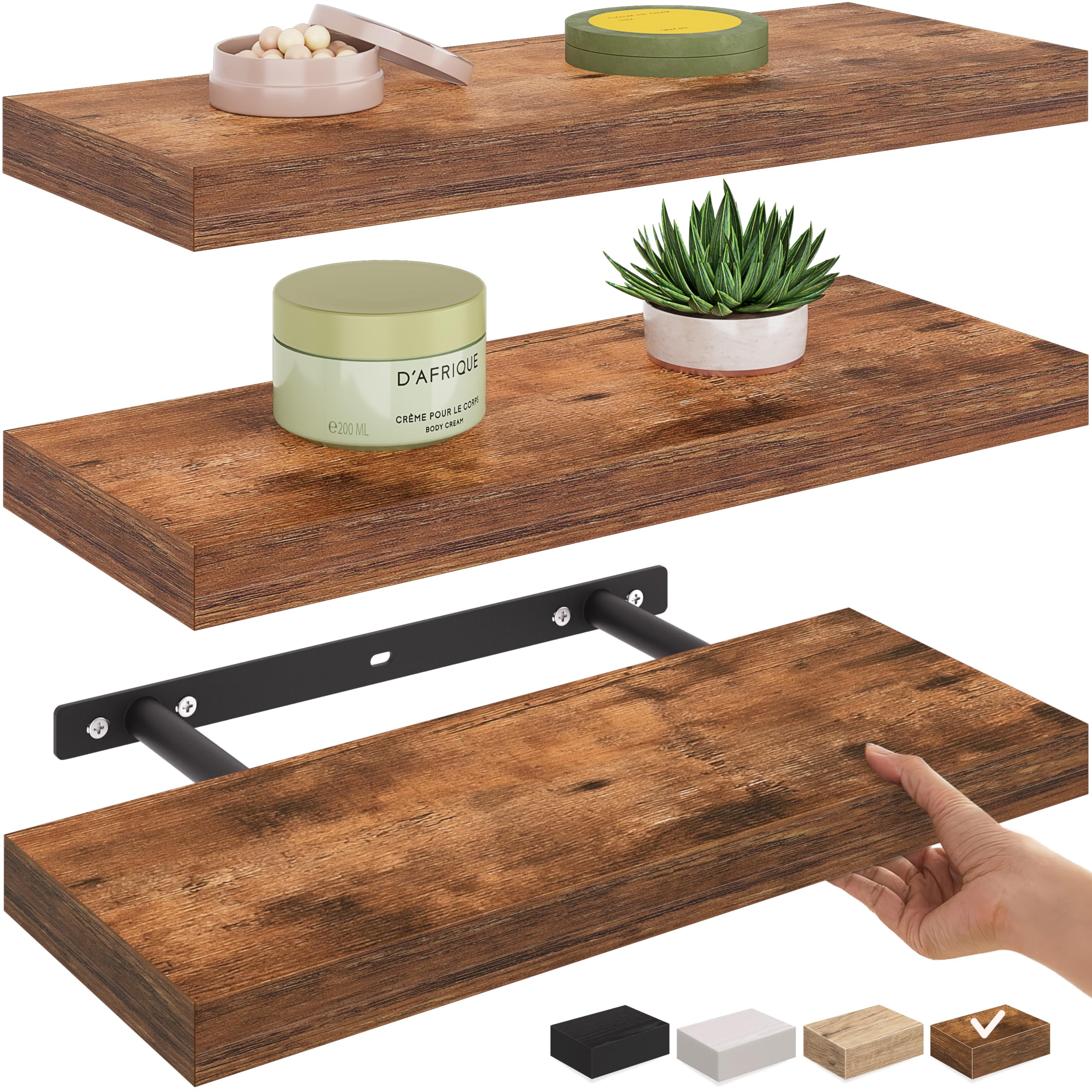 Ballucci Floating Shelf, 36" Hanging Shelf with Invisible Brackets, Wooden Floating Shelves for Walls, Book Shelf, Wall Shelves for Home Office, Bathroom, Living Room, 6 inch Deep, Gray