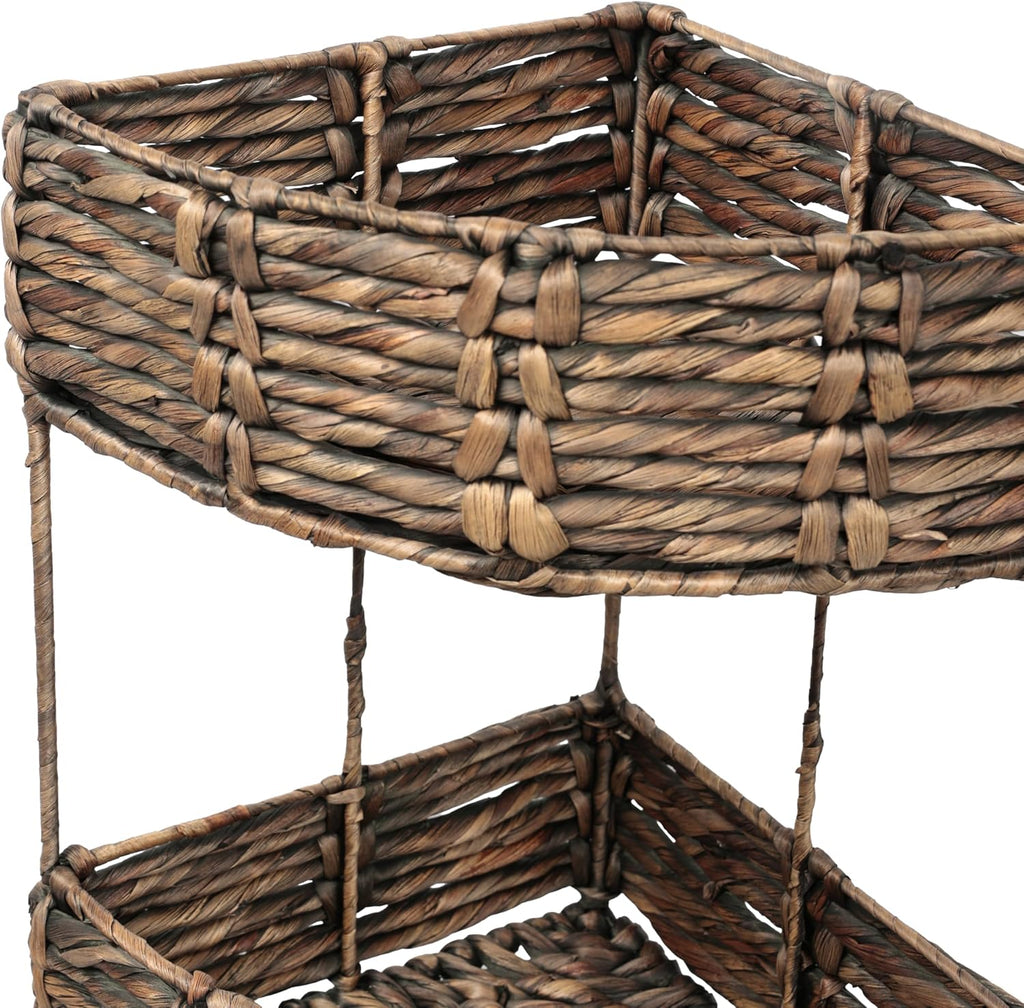 happimess Lavish 3-Tier Corner Storage Rack 32.5" Water Hyacinth, Brown