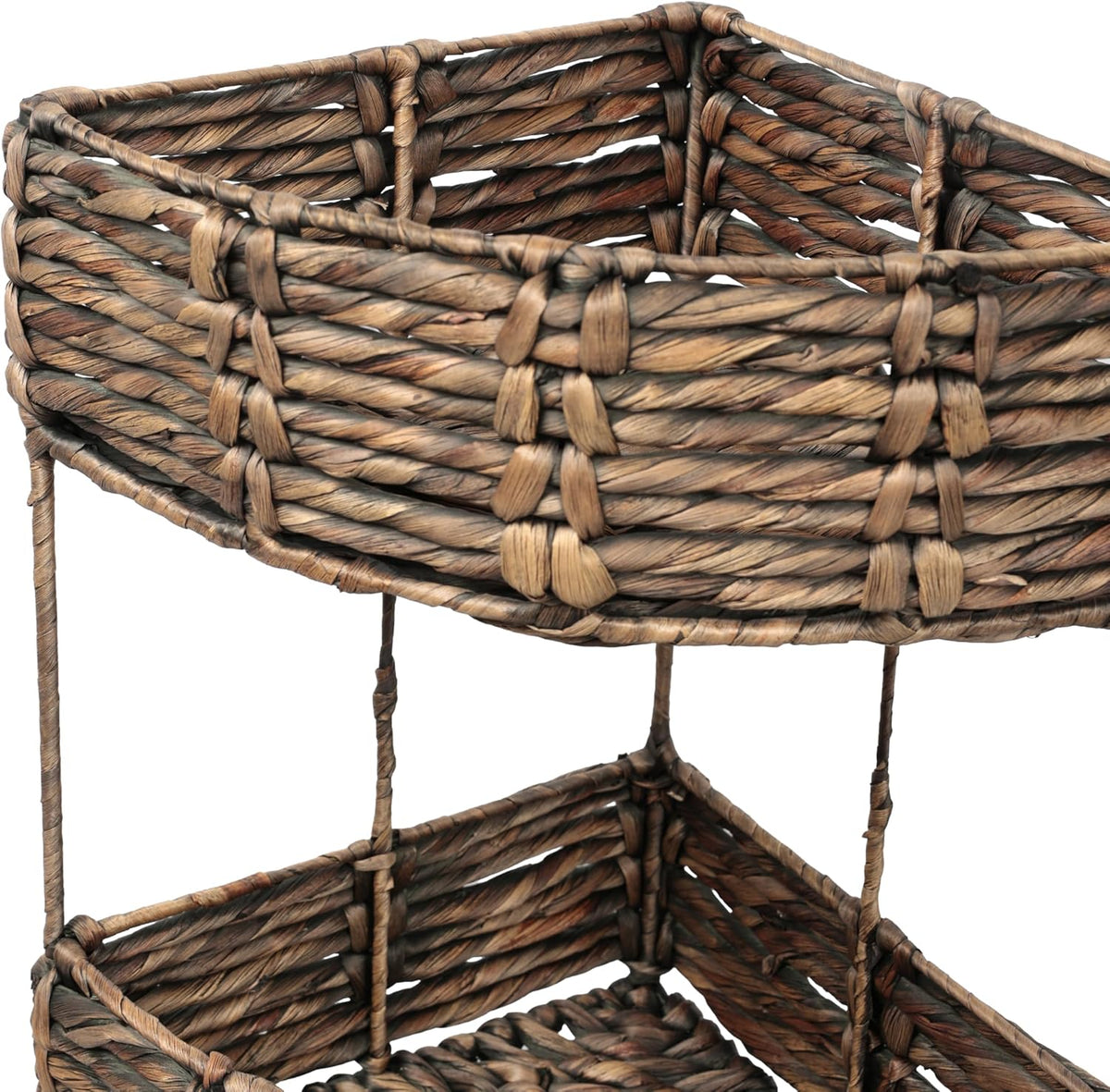 happimess Lavish 3-Tier Corner Storage Rack 32.5" Water Hyacinth, Brown