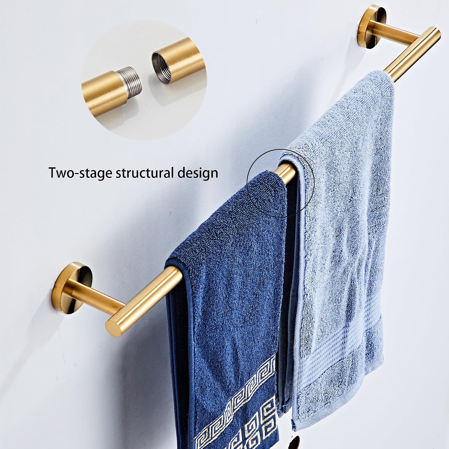 Brushed Gold Bathroom Hardware Set 5 Piece with Towel Racks for Bathroom, SUS304 Stainless Steel Bath Towel Bar Set, 24 Inch Wall Mounted Accessories Kit…