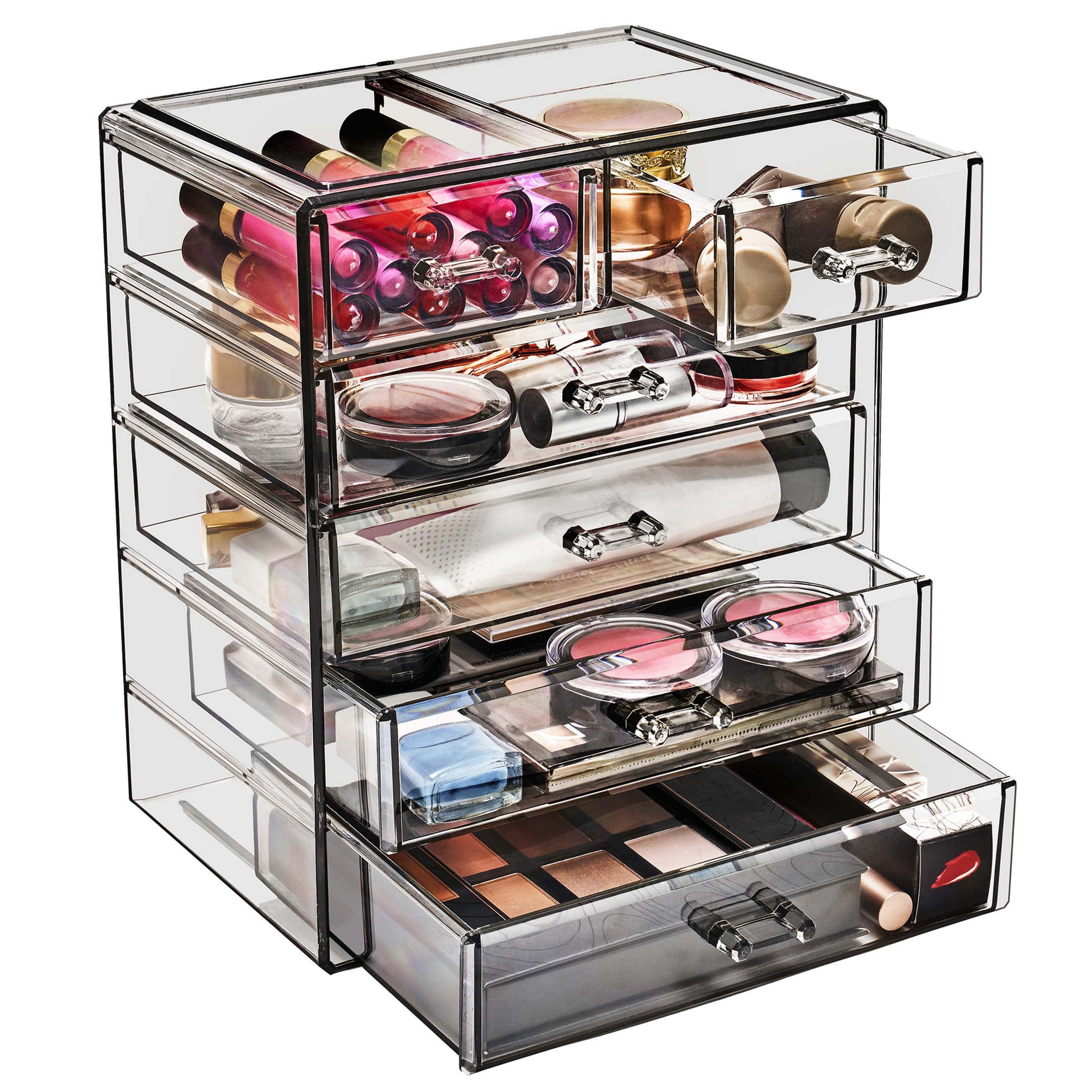 Sorbus 6-Drawer Makeup Organizer with Small & Wide Drawers (Clear)