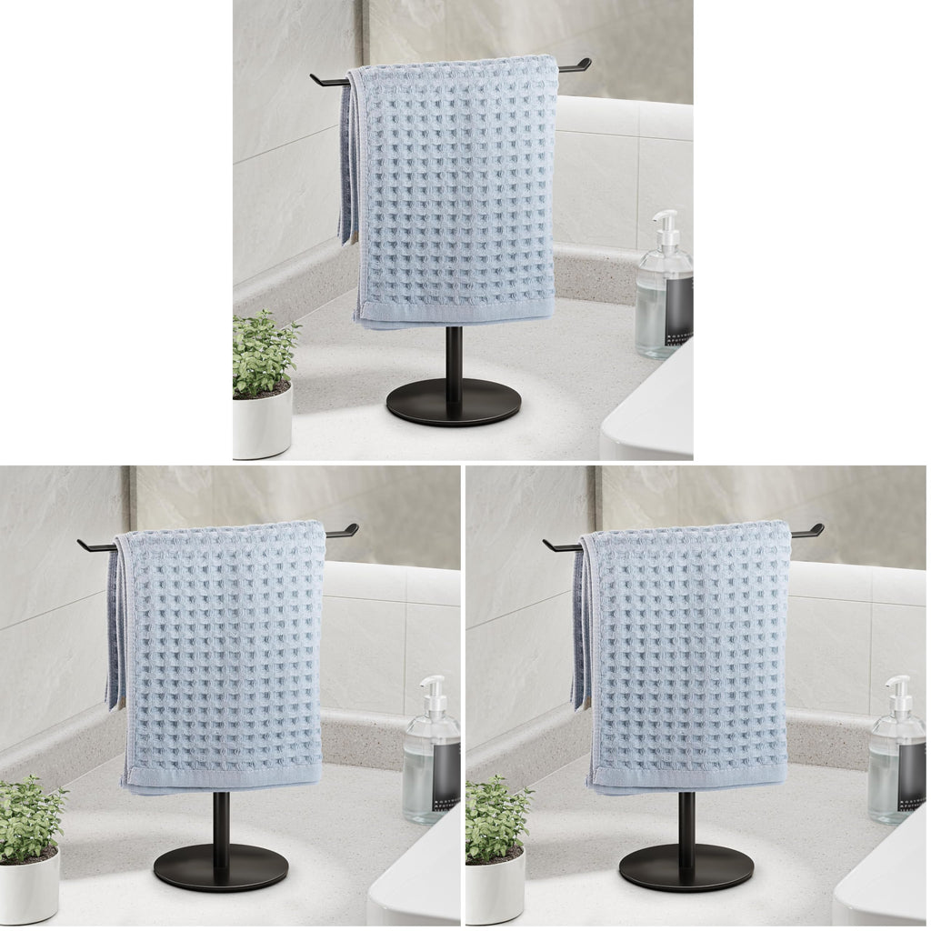 Black T-Shaped Hand Towel Holder Stand for Countertops, Stainless Steel